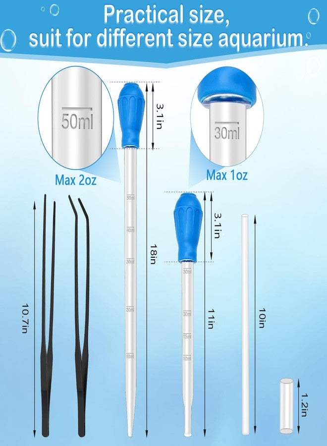 Liveek 5 in 1 Aquarium Coral Feeder Kit, Luxiv 2 Pcs 60ml and 30ml Aquatic Reef Feeding Dropper with 10in Extender Pipe, 2 Pcs Stainless Steel Straight and Curved Aquarium Tweezers for Feeding Tong (Black) - Image 2